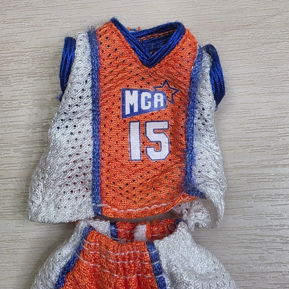 MGA Bratz Boyz Doll Basketball Outfit Orange White Mesh Jersey Shorts 15